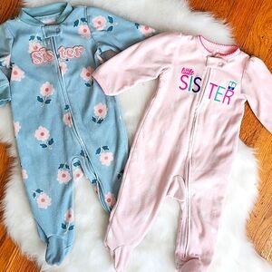 Little Sister Fleece  Footies One Piece PJ, 3-6M